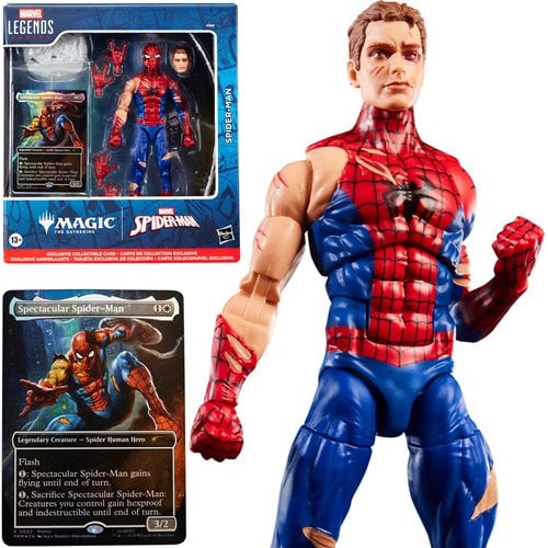 Spider-Man Marvel Legends Magic: The Gathering Battle-Damaged Spider-Man 6-Inch Action Figure and Card