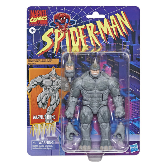 Marvel Legends Series Spider-Man 6-inch Marvel’s Rhino Retro Action Figure Toy, Includes 3 Accessories